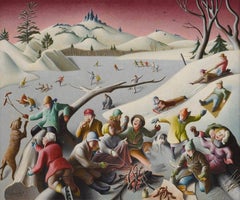 "Skating Party" WPA Regionalism American Scene Mid 20th Century Modern Realism