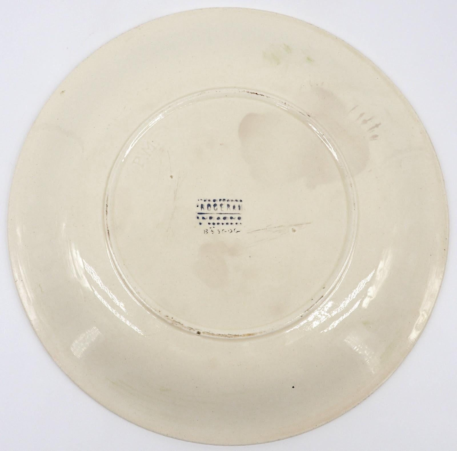 Roger MEQUINION French Art Deco Ceramic Plate, 1940s For Sale 1