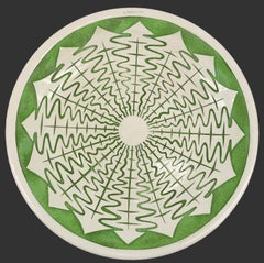 Roger Mequinion Grande piatto francese in ceramica Art Deco, Francia, anni '40