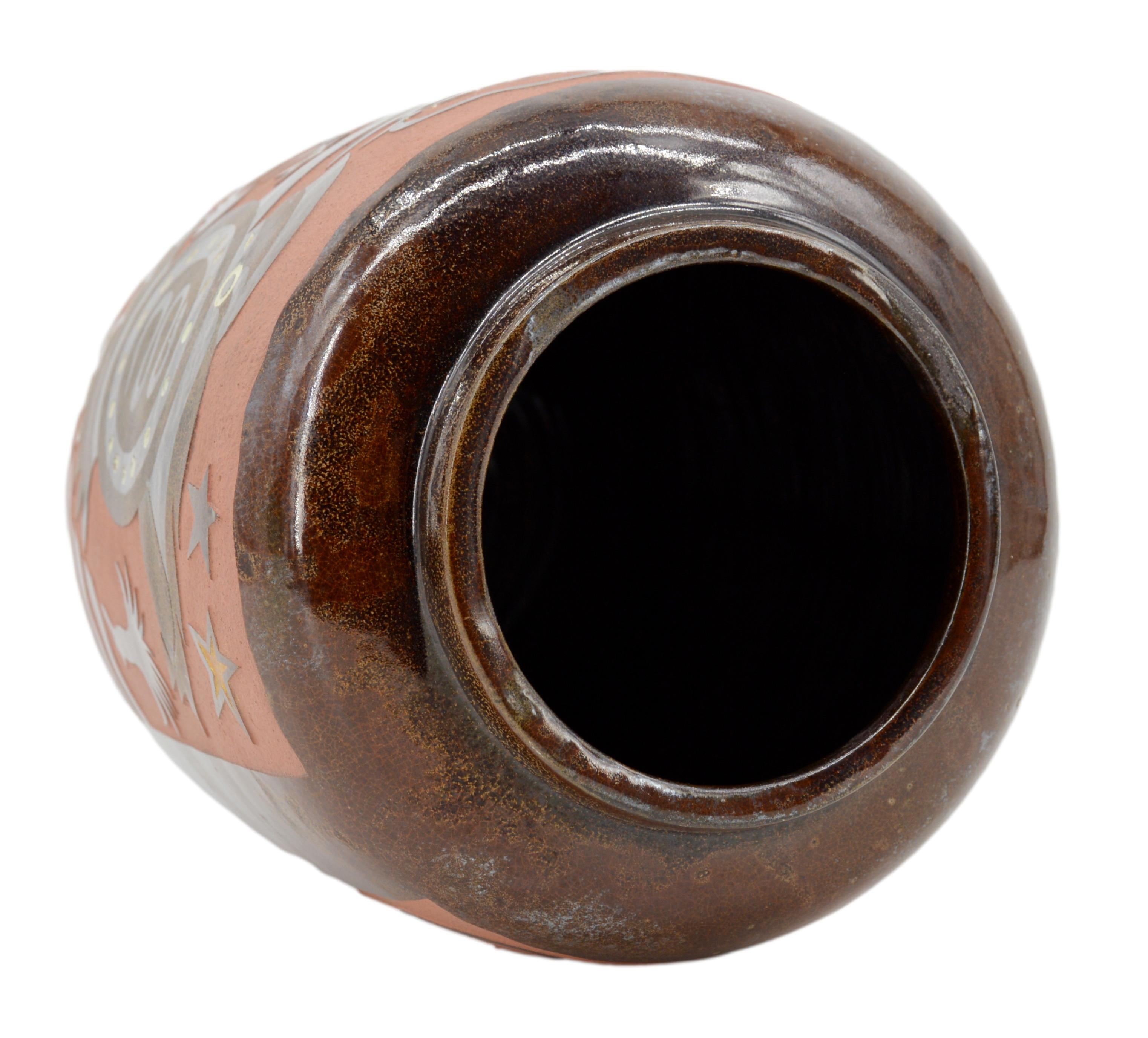 Roger Méquinion, Museal Ceramic Vase with Antique Decor, 1940s For Sale 1