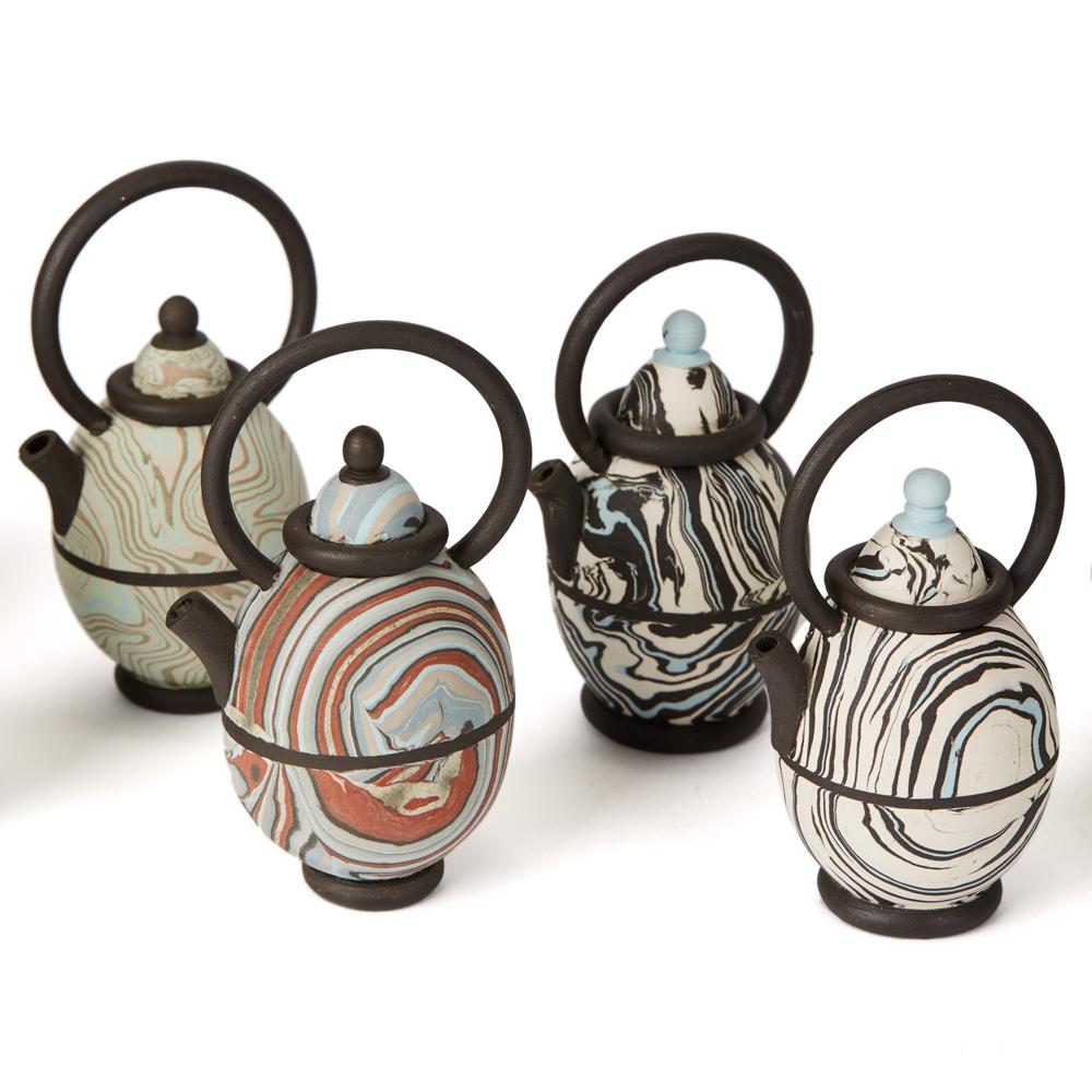 European Roger Michell Thirteen Studio Marbled Clay Design Teapots