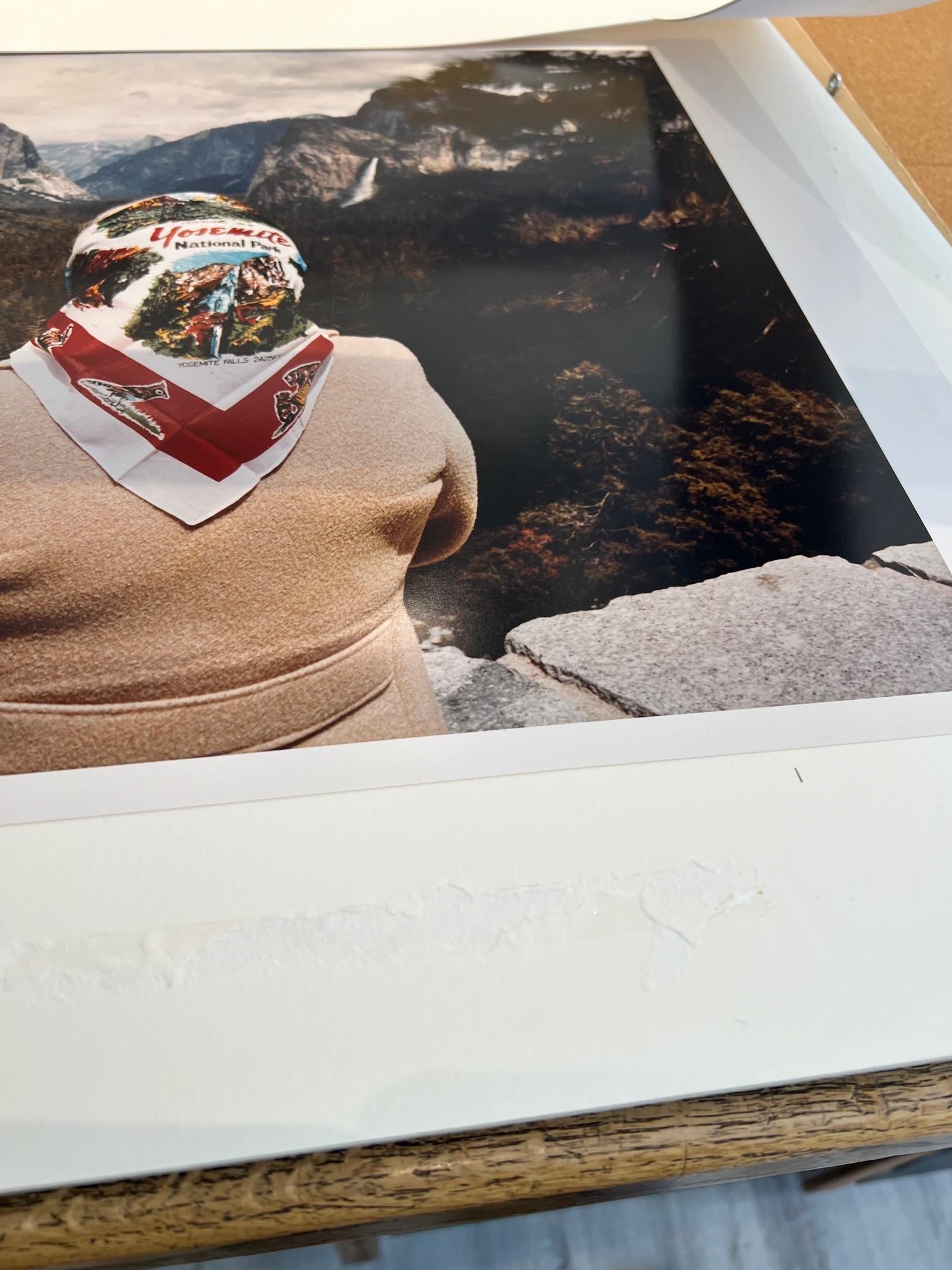 Frau mit Schal am Inspiration Point, Yosemite National Park, Kalifornien im Angebot 3