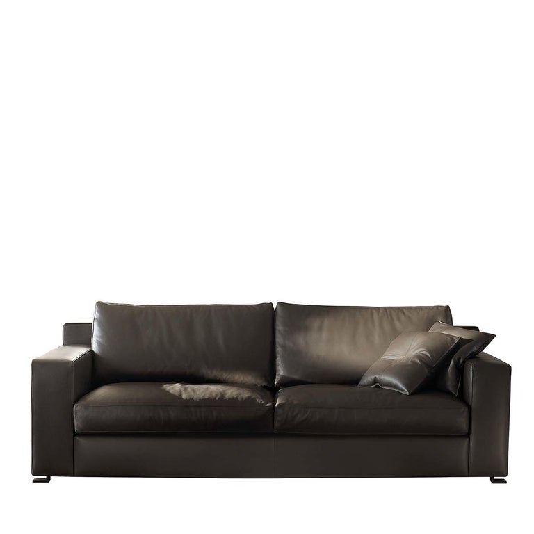 Roger Mocha Leather Sofa For Sale at 1stDibs | mocha leather couch