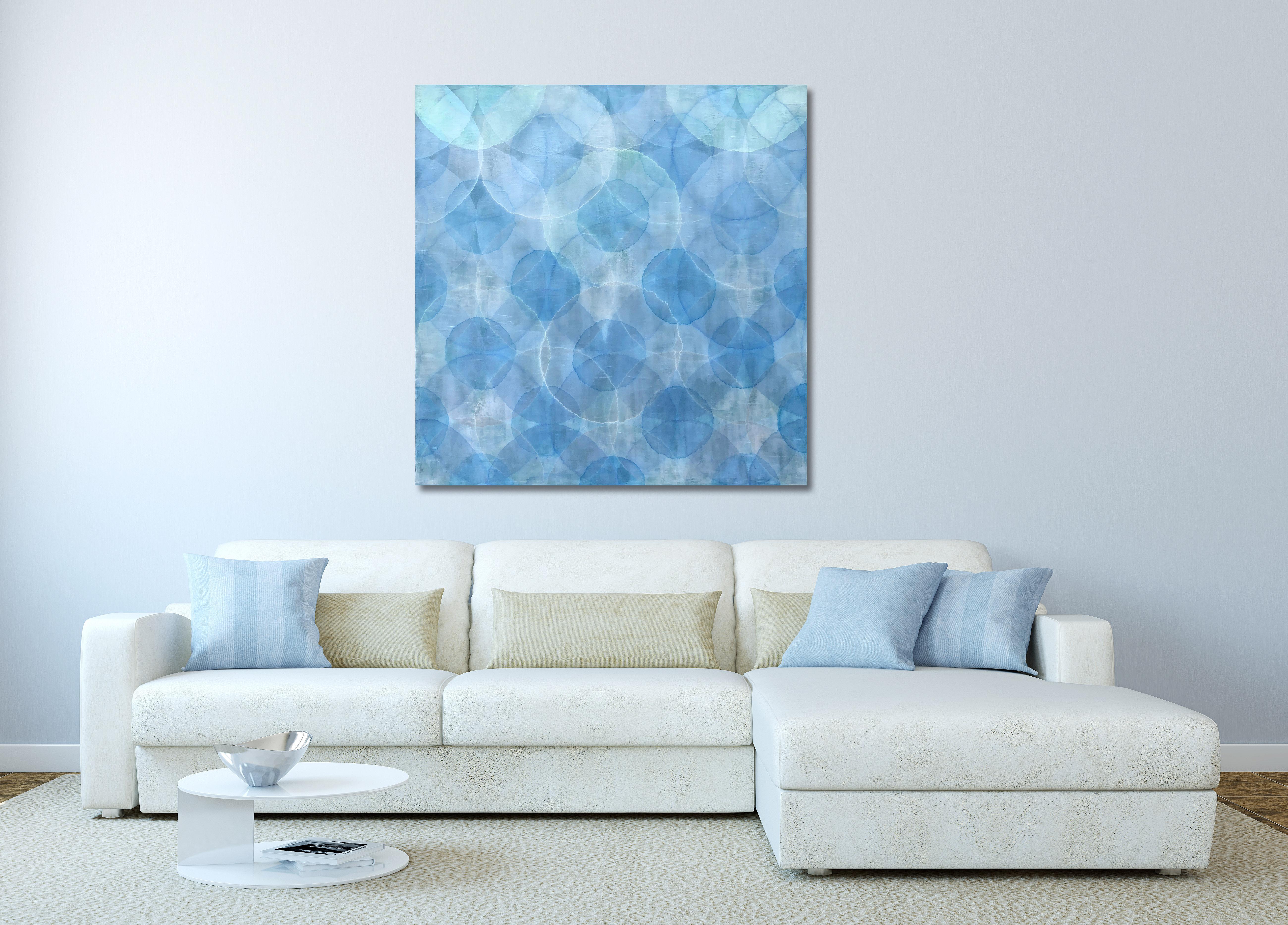 'Nacre', Large Modern Blue Iridescent Acrylic Color-Changing Painting 4