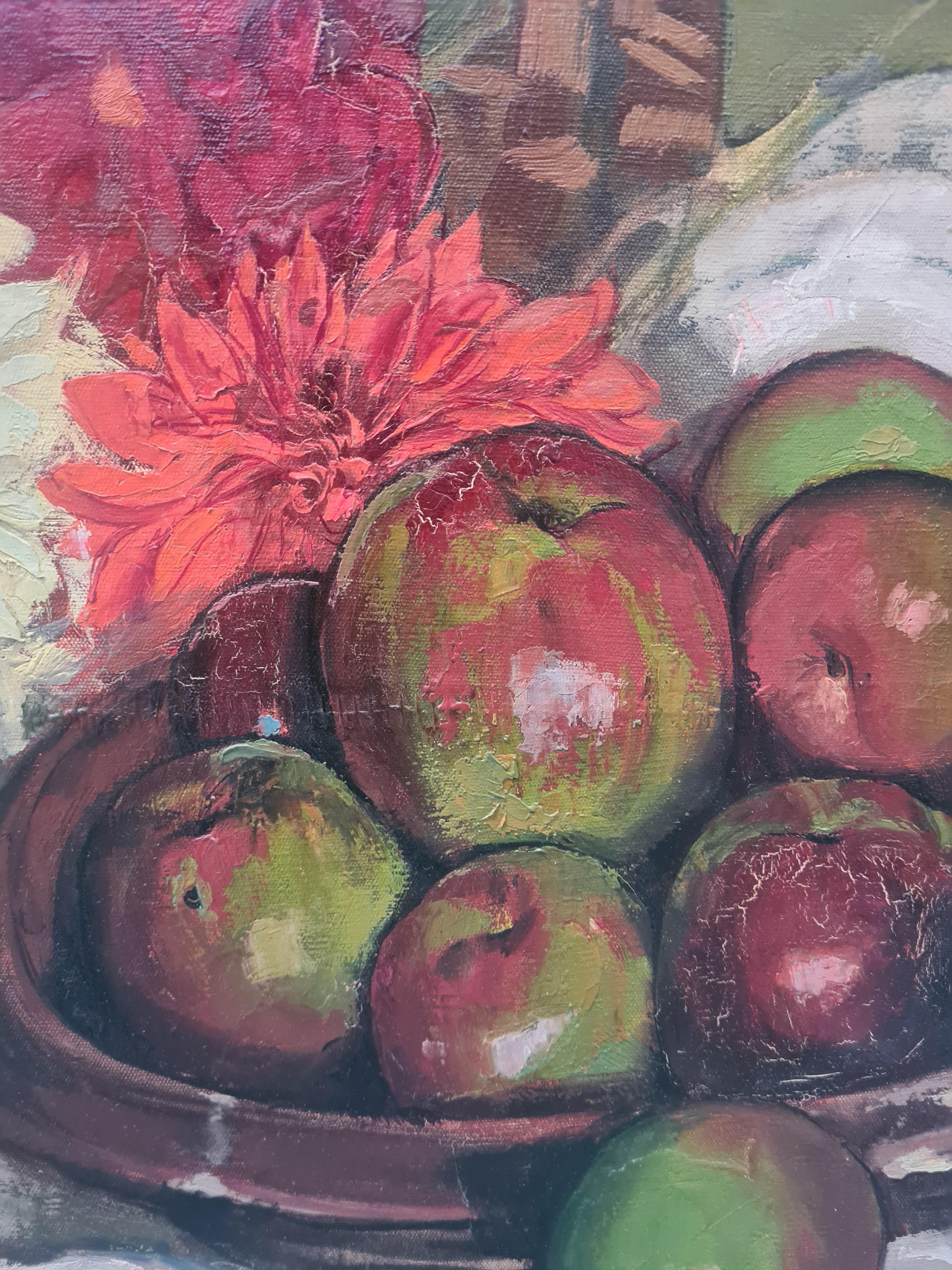 Still Life with Apples and Flowers, School of Paul Cezanne For Sale 3