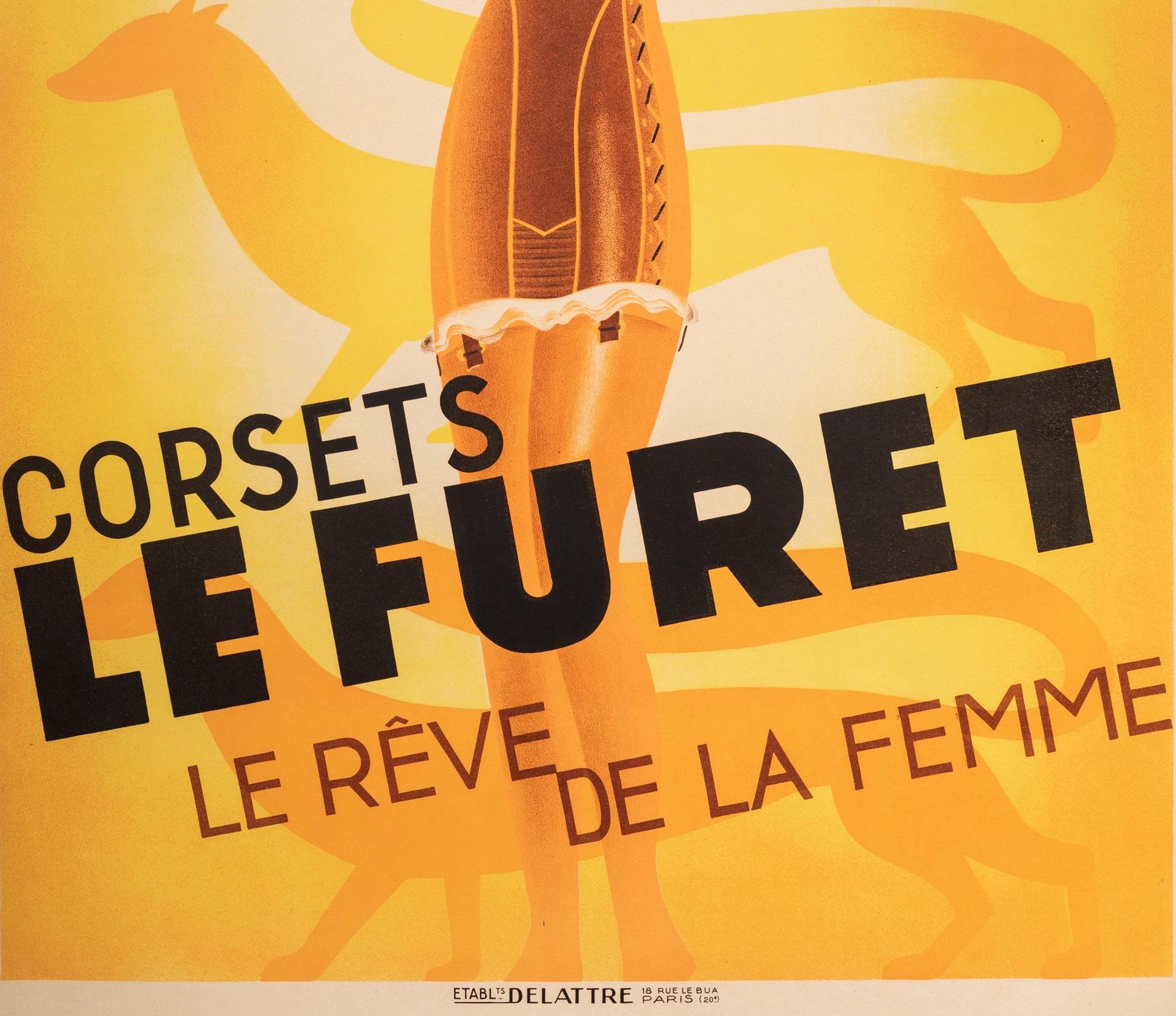 Roger Perot, Original Art-Déco-Poster, Korsett-Lefuret, Damenbekleidung, 1933 (Art déco) im Angebot