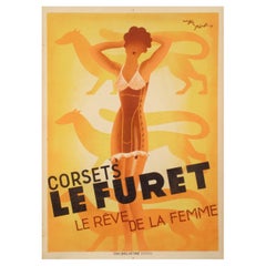 Roger Perot, Original Art-Déco-Poster, Korsett-Lefuret, Damenbekleidung, 1933