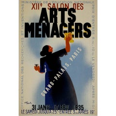 1935 affiche originale de Roger Pérot pour le XIIe Salon des Arts Ménagers