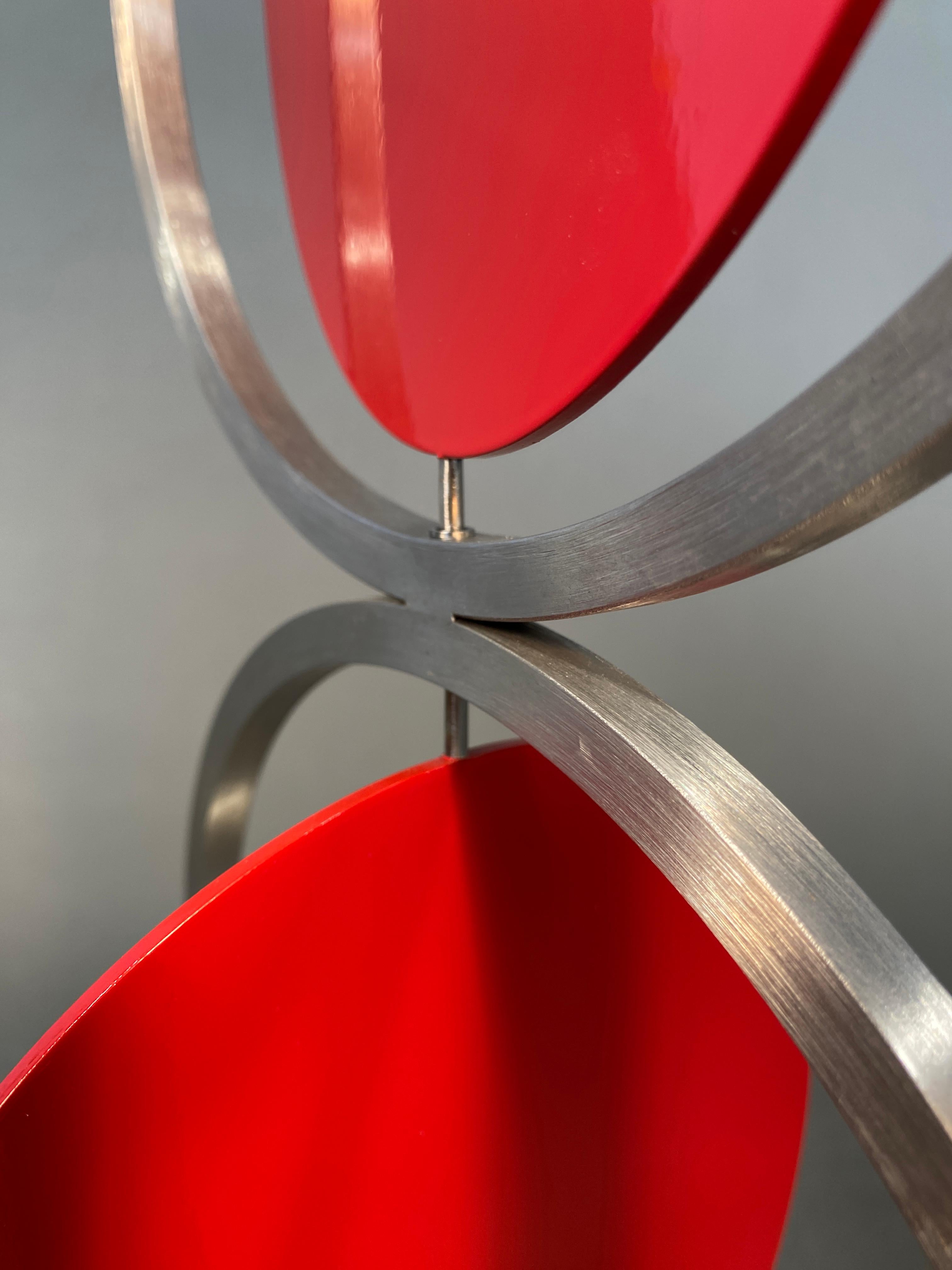 Roger Phillips (American, 1930-2022)
Figure Eight on Open Rectangle, 2006
Signed: Roger Phillips 2006 #2/6 on edge of base
Stainless steel and painted aluminum
90 x 33 x 47 1/2 inches

Provenance: Acquired directly from the artist

Red Figure Eight