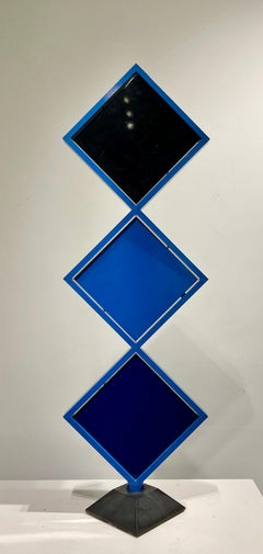 "Kinetic Sculpture" Roger Phillips, 1985 Rotating Blue Constructivist Sculpture