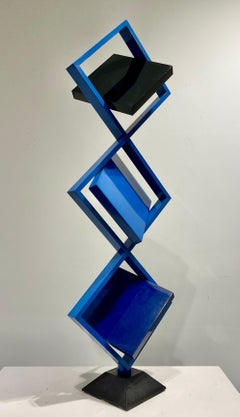 "Escultura cinética" Roger Phillips, 1985 Escultura constructivista azul giratoria