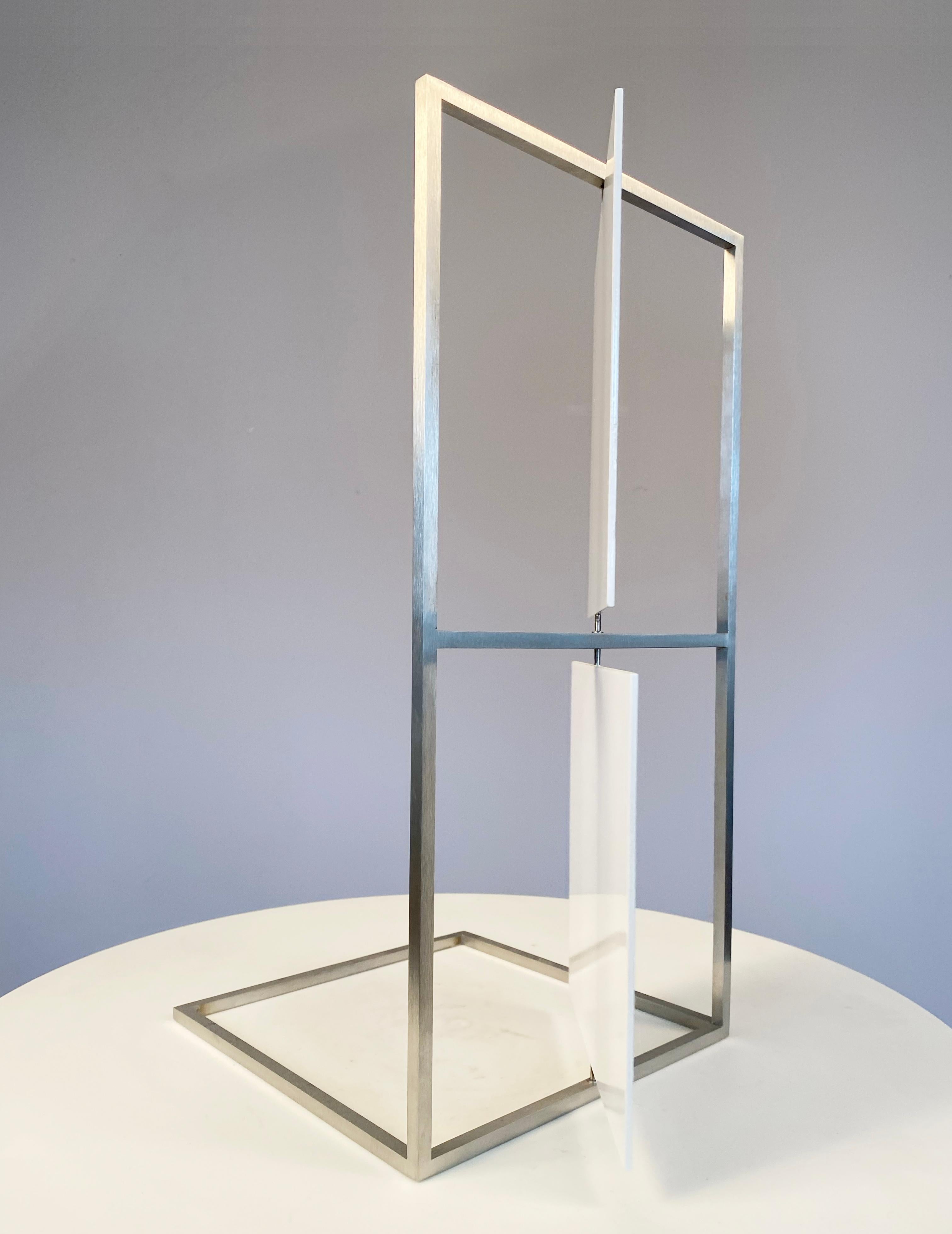 Two White Squares Kinetic sculpture For Sale 1