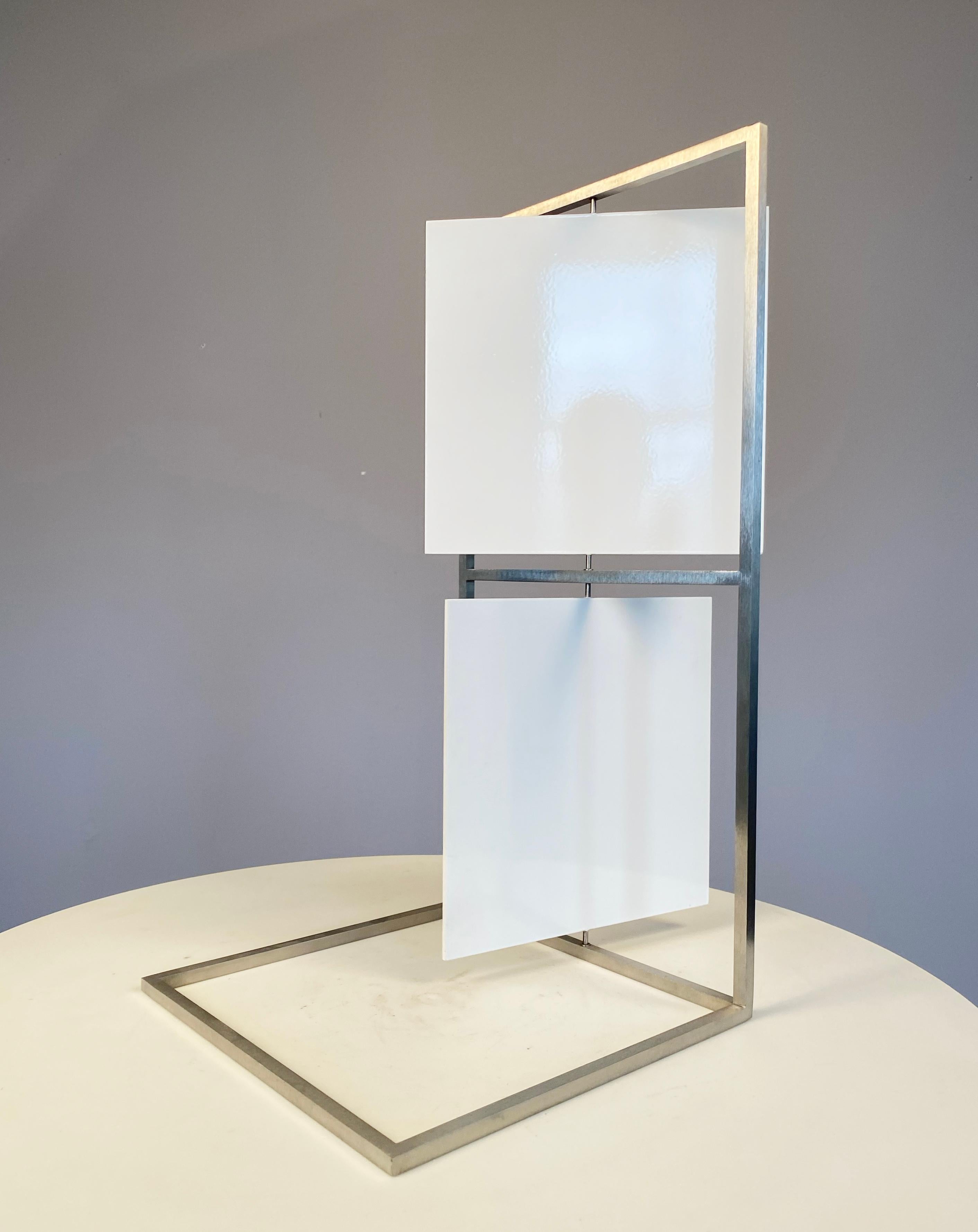 Two White Squares Kinetic sculpture For Sale 3