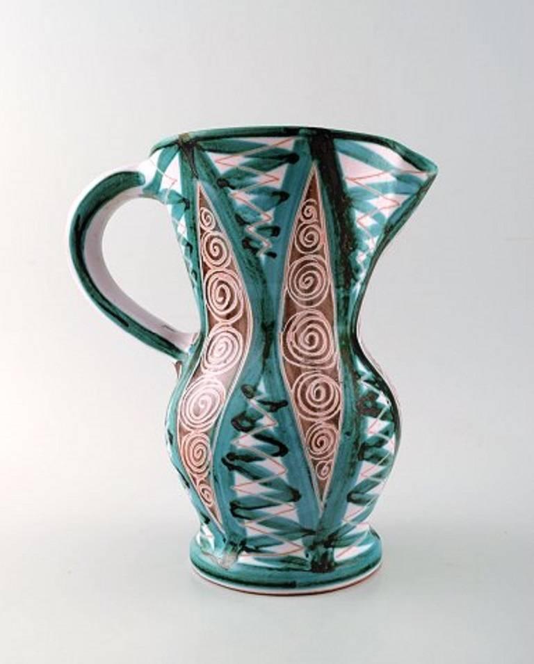 Roger Picault for Vallauris, France.
Large hand-painted ceramic jug.
Signed: RP. Mid-1900s.
Roger Picault worked with Picasso.
In perfect condition.
Measures: 22 cm x 20 cm.