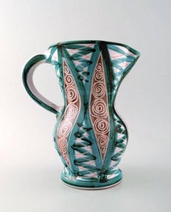 Roger Picault for Vallauris, France, Large Hand-Painted Ceramic Jug