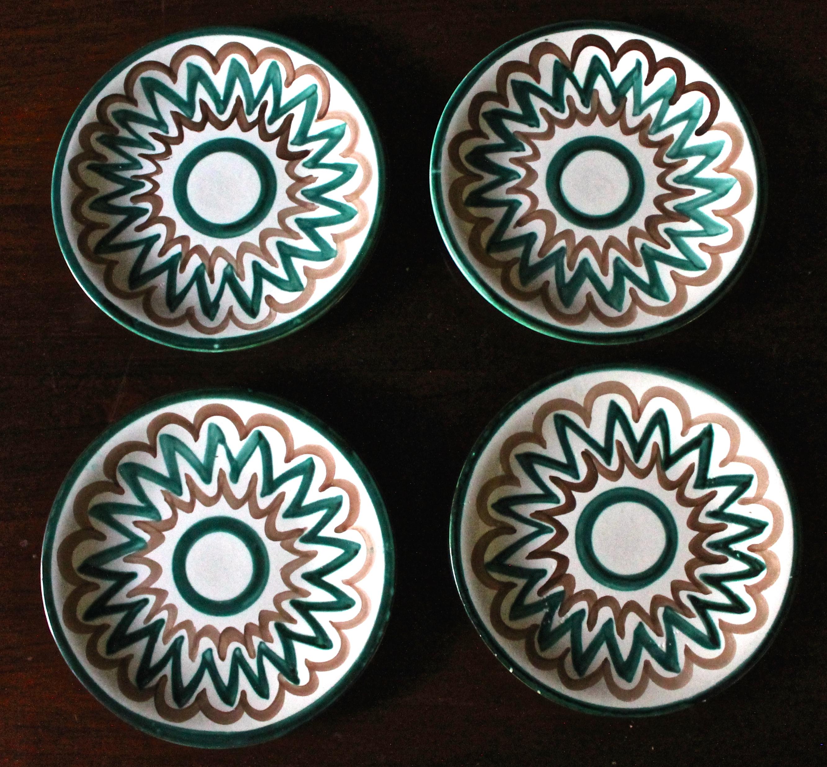 French Roger Picault Vaulluris Hand-Painted Cups and Saucers For Sale