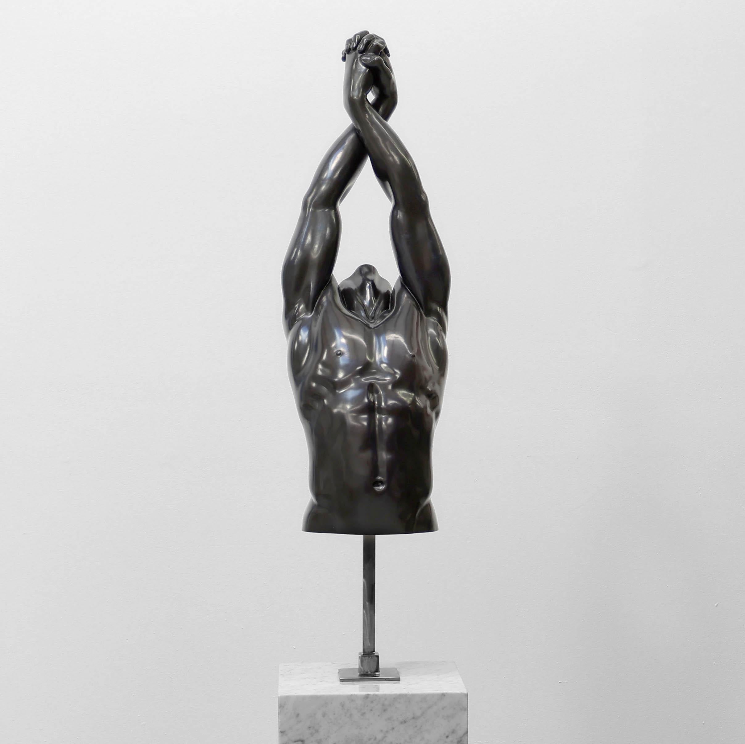 Roger Reutimann Figurative Sculpture - Contemporary Bronze Male Torso Sculpture