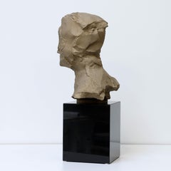 Contemporary Stone-Inspired Bronze Portrait Sculpture