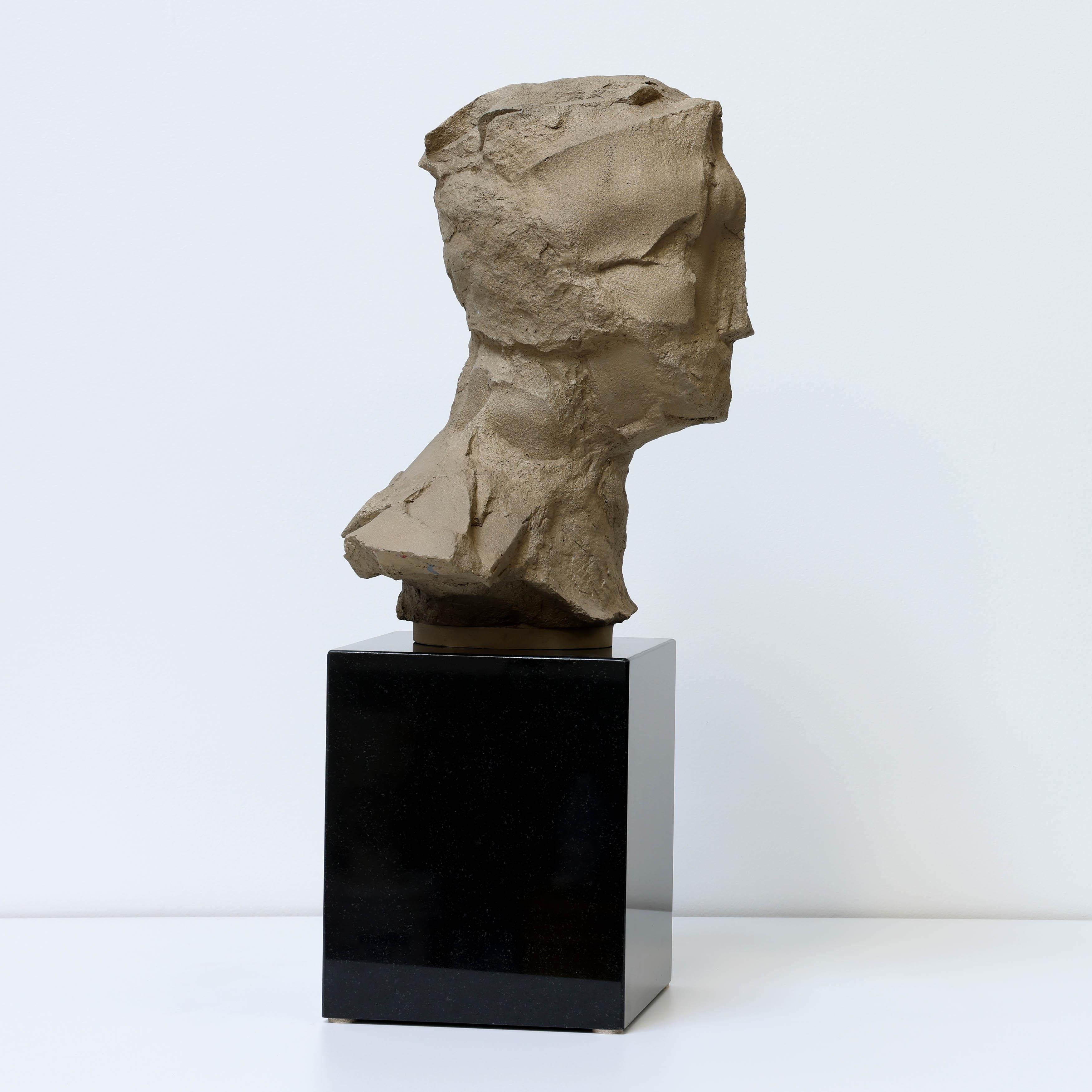Contemporary Stone-Inspired Bronze Portrait Sculpture