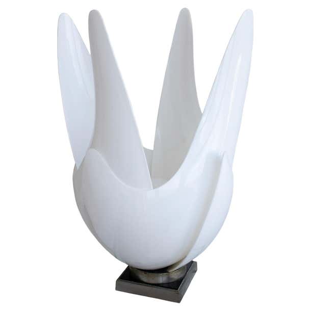 Roger Rougier 1970 Modernist Table Acrylic Lamp Blooming Tulips Petals ...