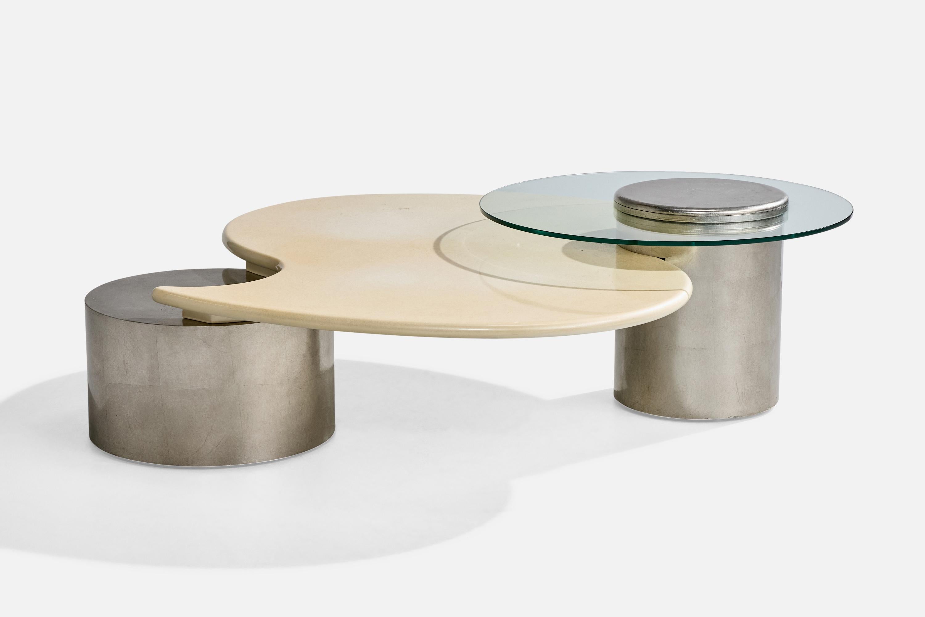 Mid-Century moderno Roger Rougier, Coffee Table, Wood, Glass, Canada, 1970s in vendita