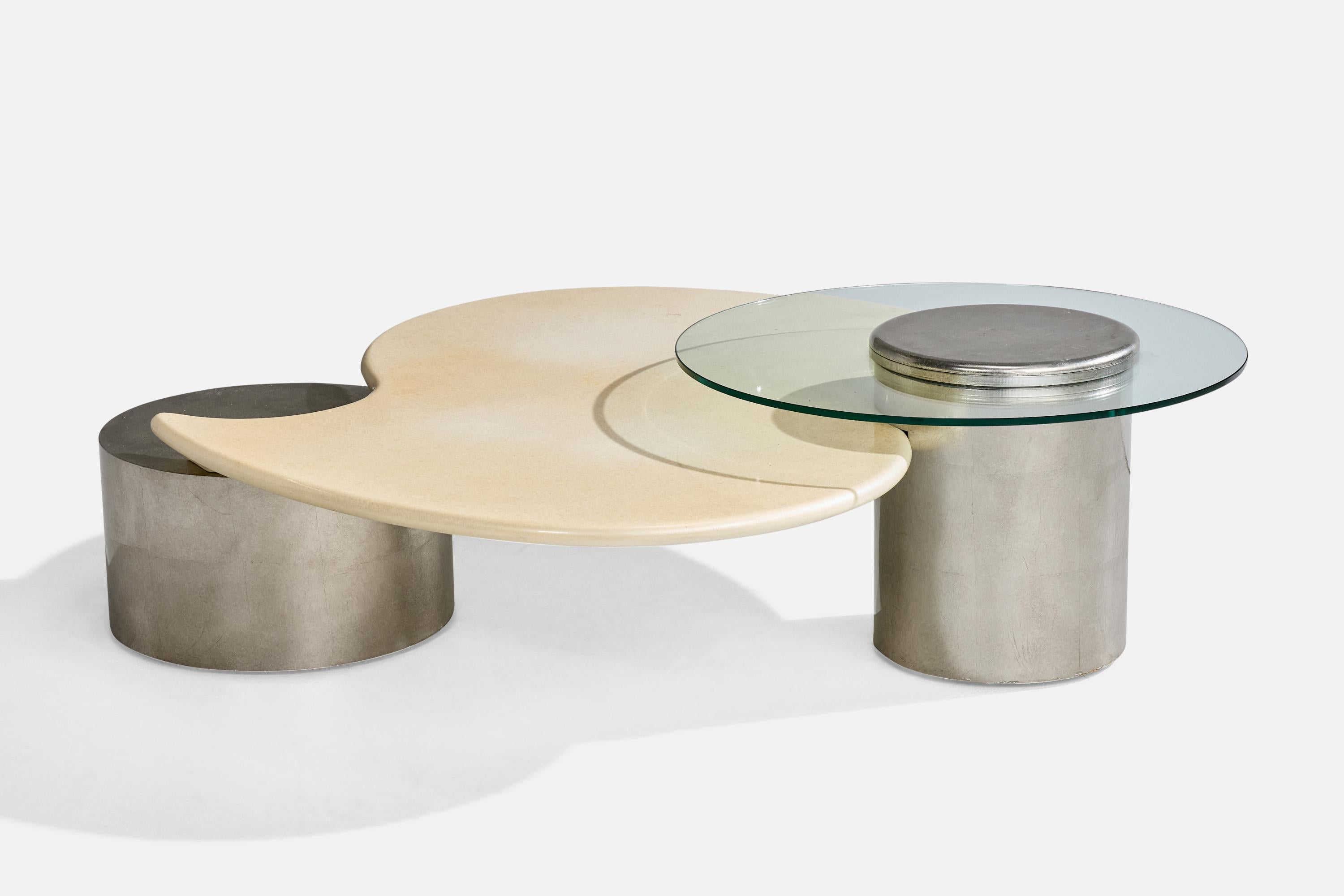Canadese Roger Rougier, Coffee Table, Wood, Glass, Canada, 1970s in vendita