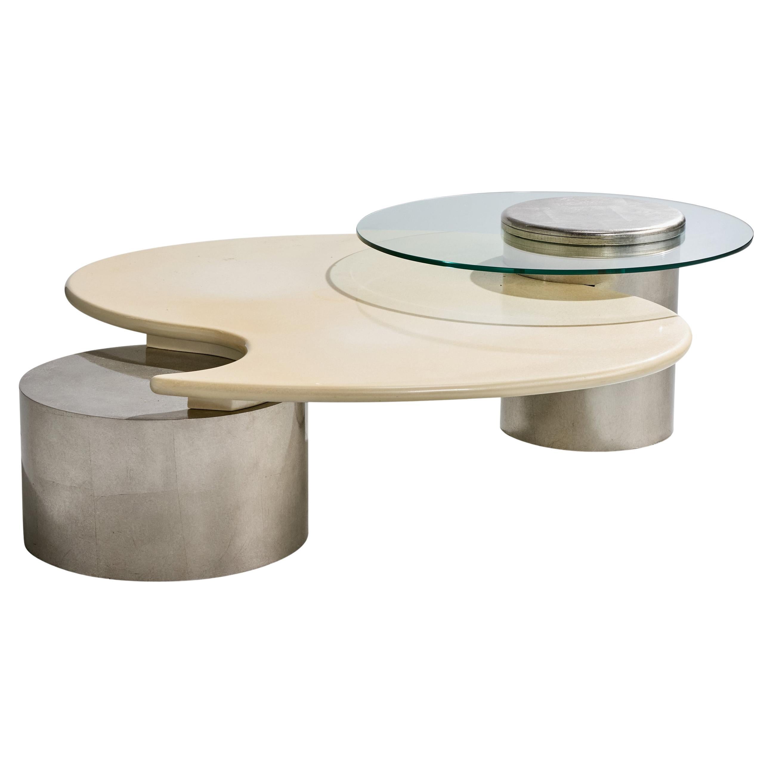 Roger Rougier, Coffee Table, Wood, Glass, Canada, 1970s in vendita