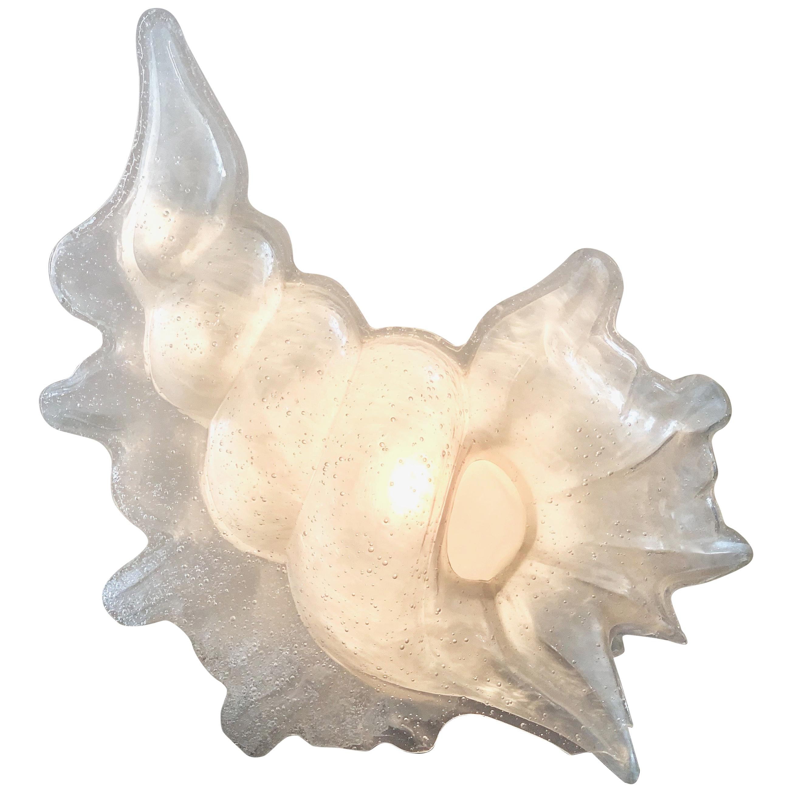 Roger Rougier Illuminated Lucite Figural Conch Shell Lamp, Mid-Century Modern 