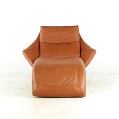 Roger Rougier Mid Century Brown Leather Chaise Lounge