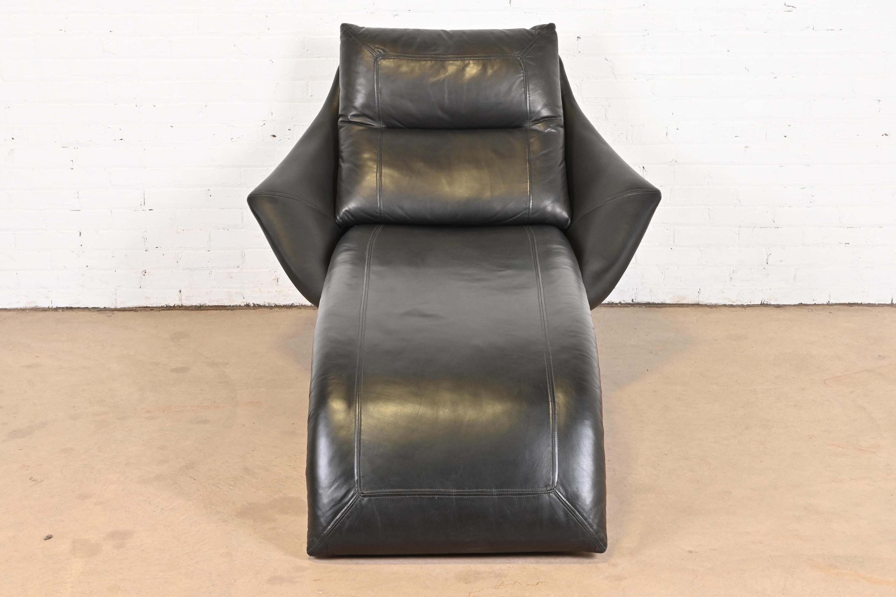 black leather chaise lounge chair