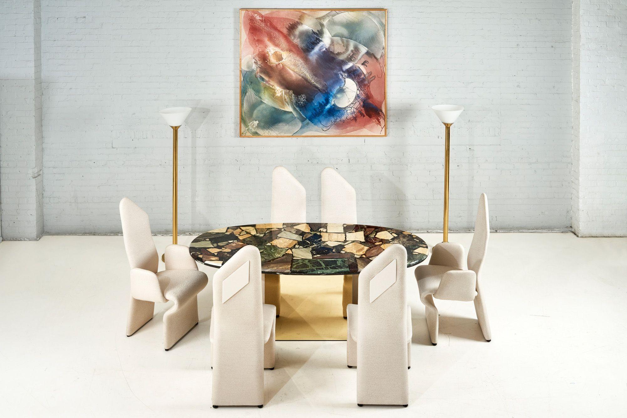 Roger Rougier Set of 6 Post Modern Dining Chairs, 1980 For Sale 9