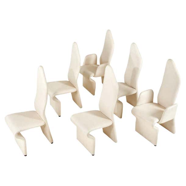 Roger Rougier Set of 6 Post Modern Dining Chairs, 1980 For Sale at 1stDibs