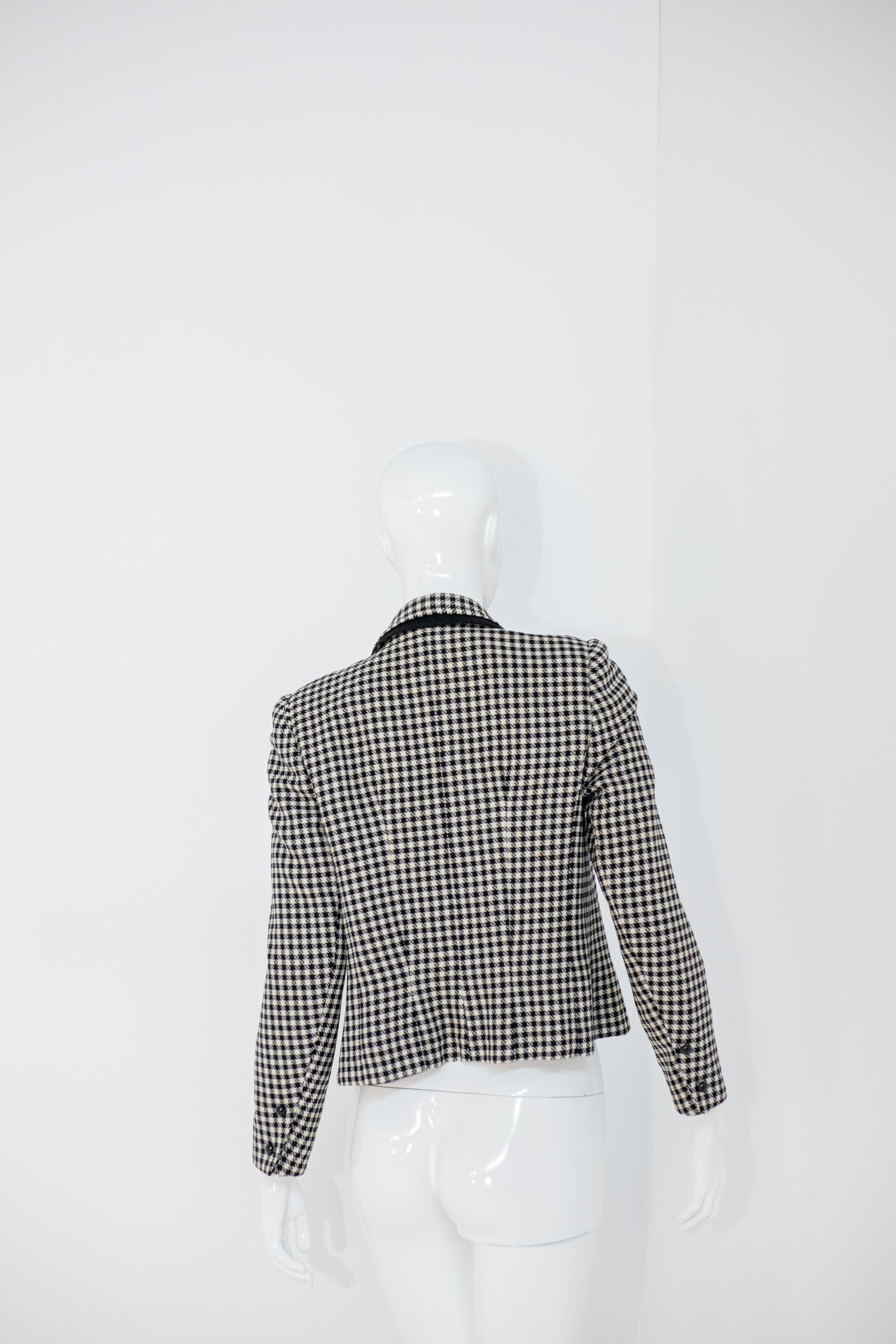 Blazer vintage in lana pied-de-poule Roger Sabous in vendita 1