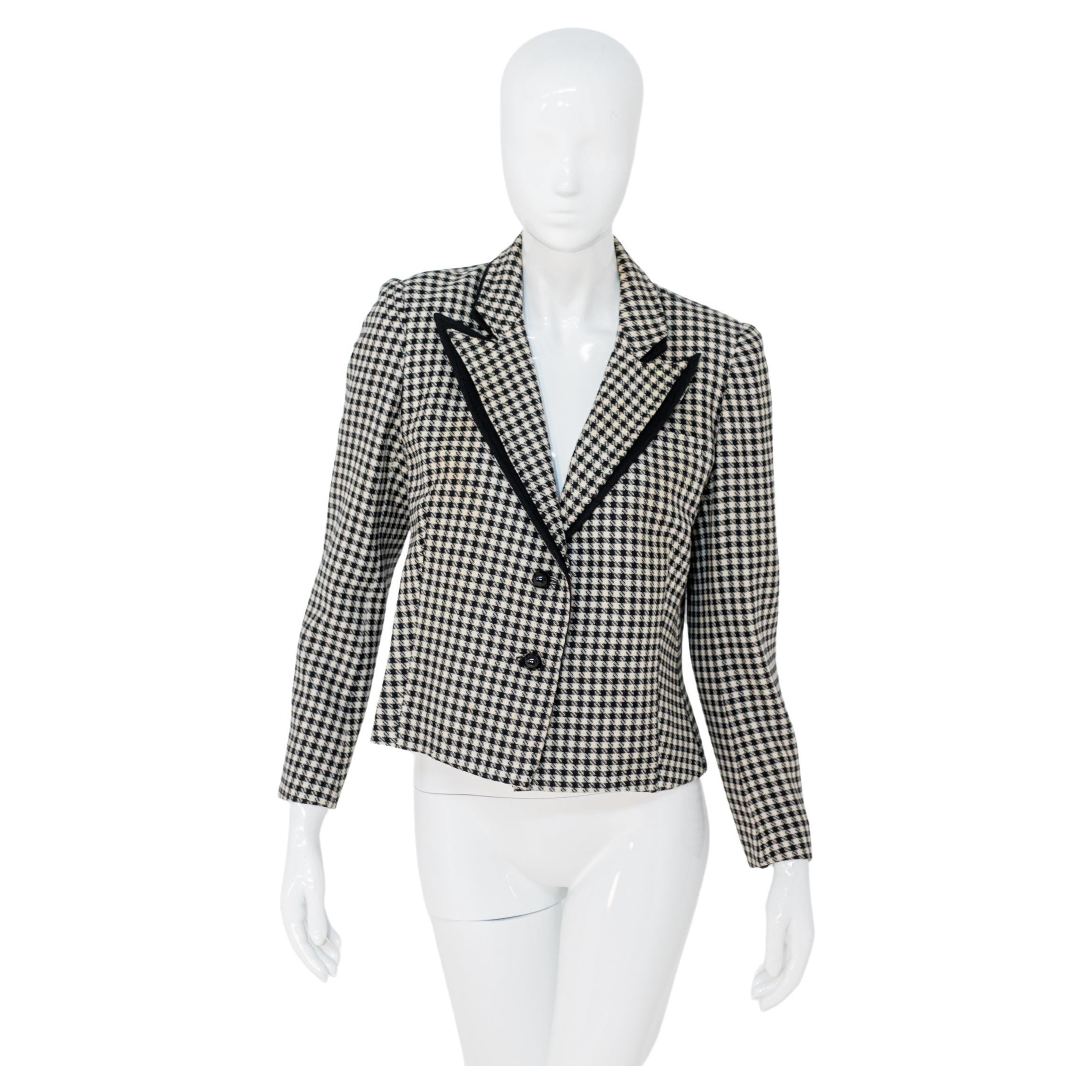 Roger Sabous Houndstooth Wool Vintage Blazer For Sale