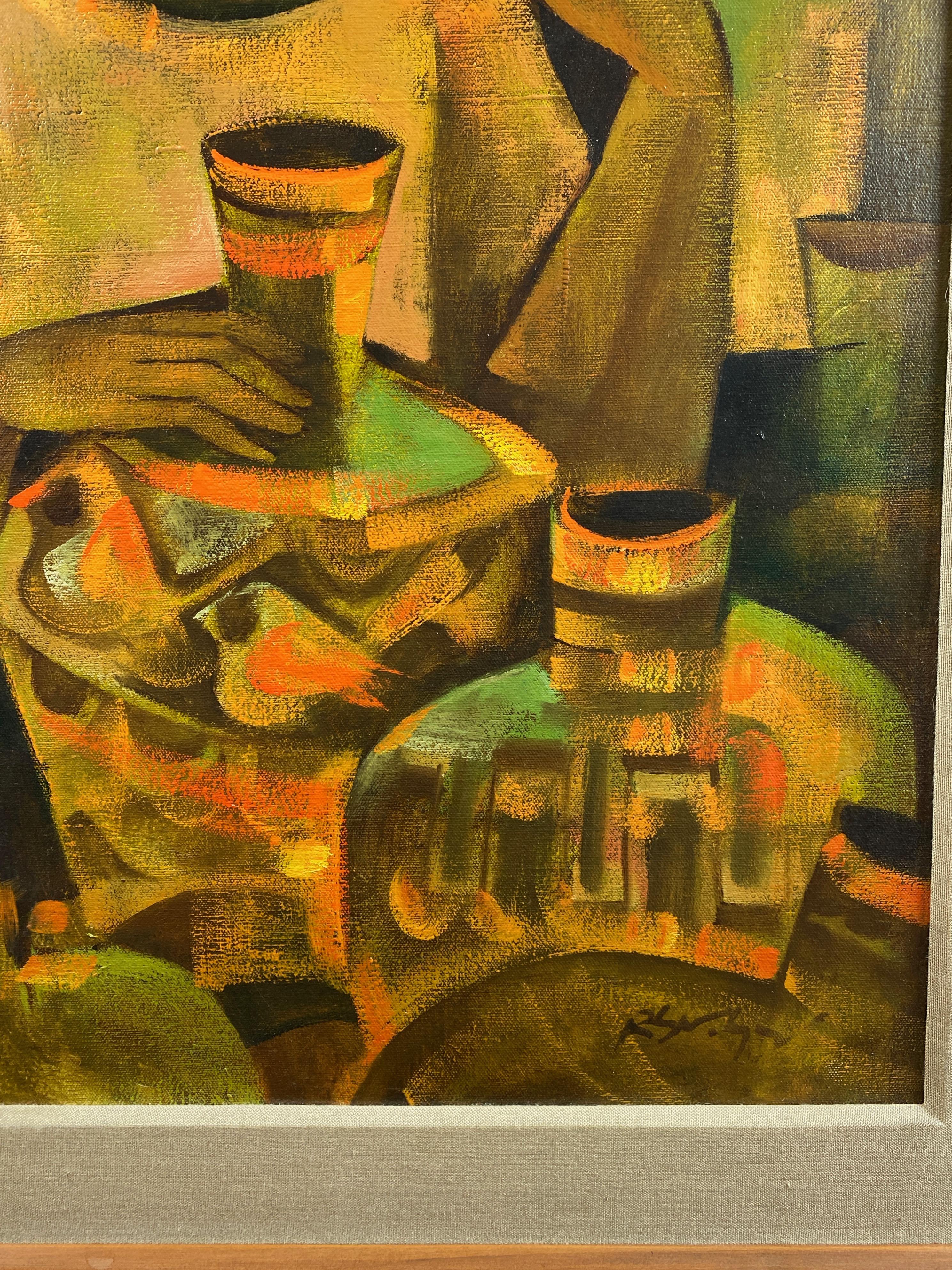 Philippine Roger San Miguel “Young Pottery Vendor”, Post-Impressionist Oil Painting, 1960s