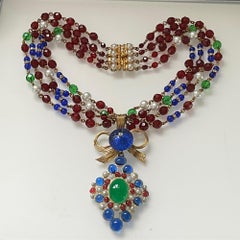 Roger Scemama French Designer 1950s Gripoix Glass Pendant Necklace
