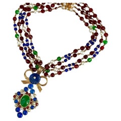 Roger Scemama French Designer 1950s Gripoix Glass Pendant Necklace