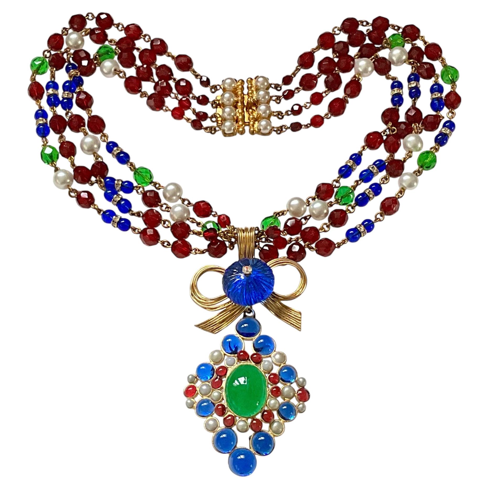 Roger Scemama per Christian Dior, stilista francese, collana con ciondolo Gripoix degli anni ’50 in vendita