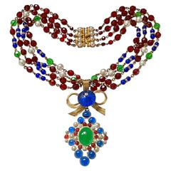 Roger Scemama French Designer 1950s Gripoix Glass Pendant Necklace