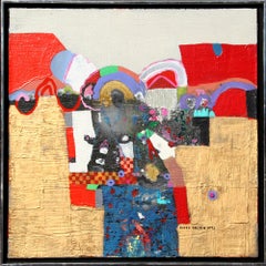 Colorful Landscape and Figures, Painting by Roger Selden 1972