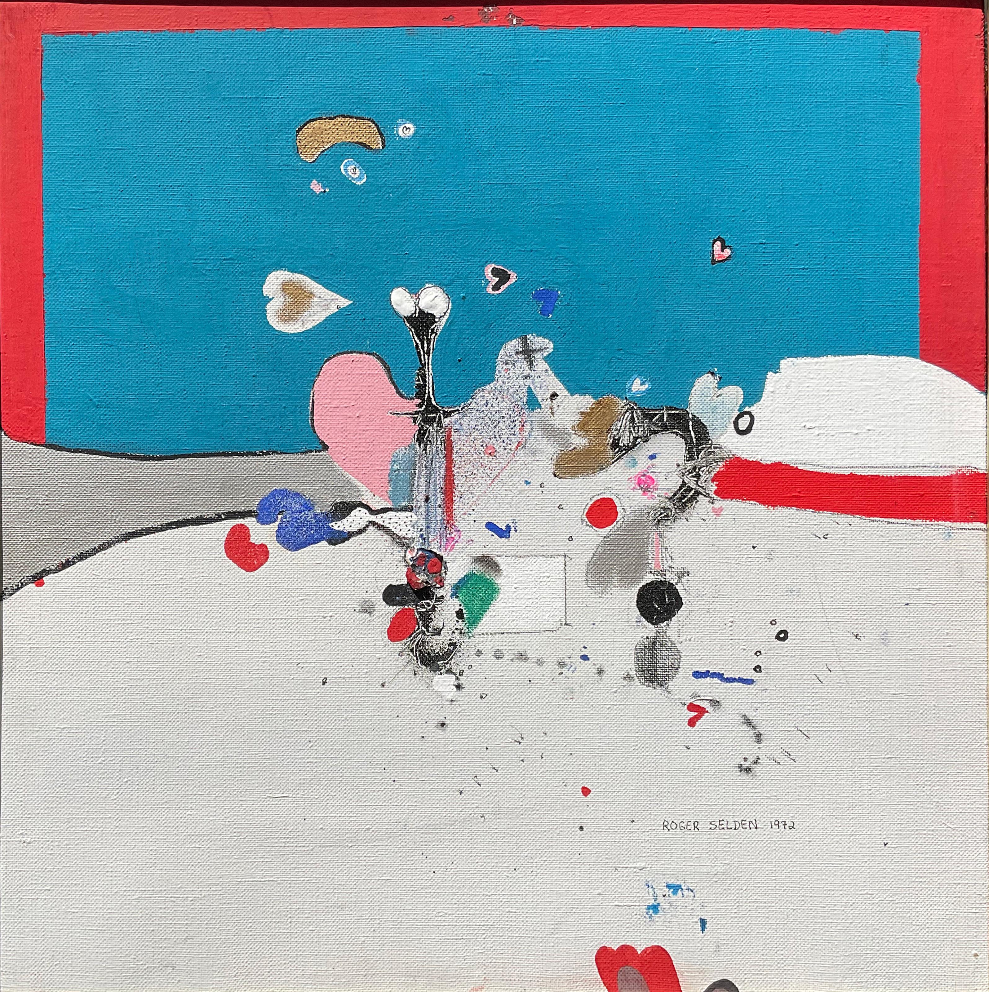 Hearts 11, Abstract Expressionist Mixed Media Painting by Roger Selden For Sale 2