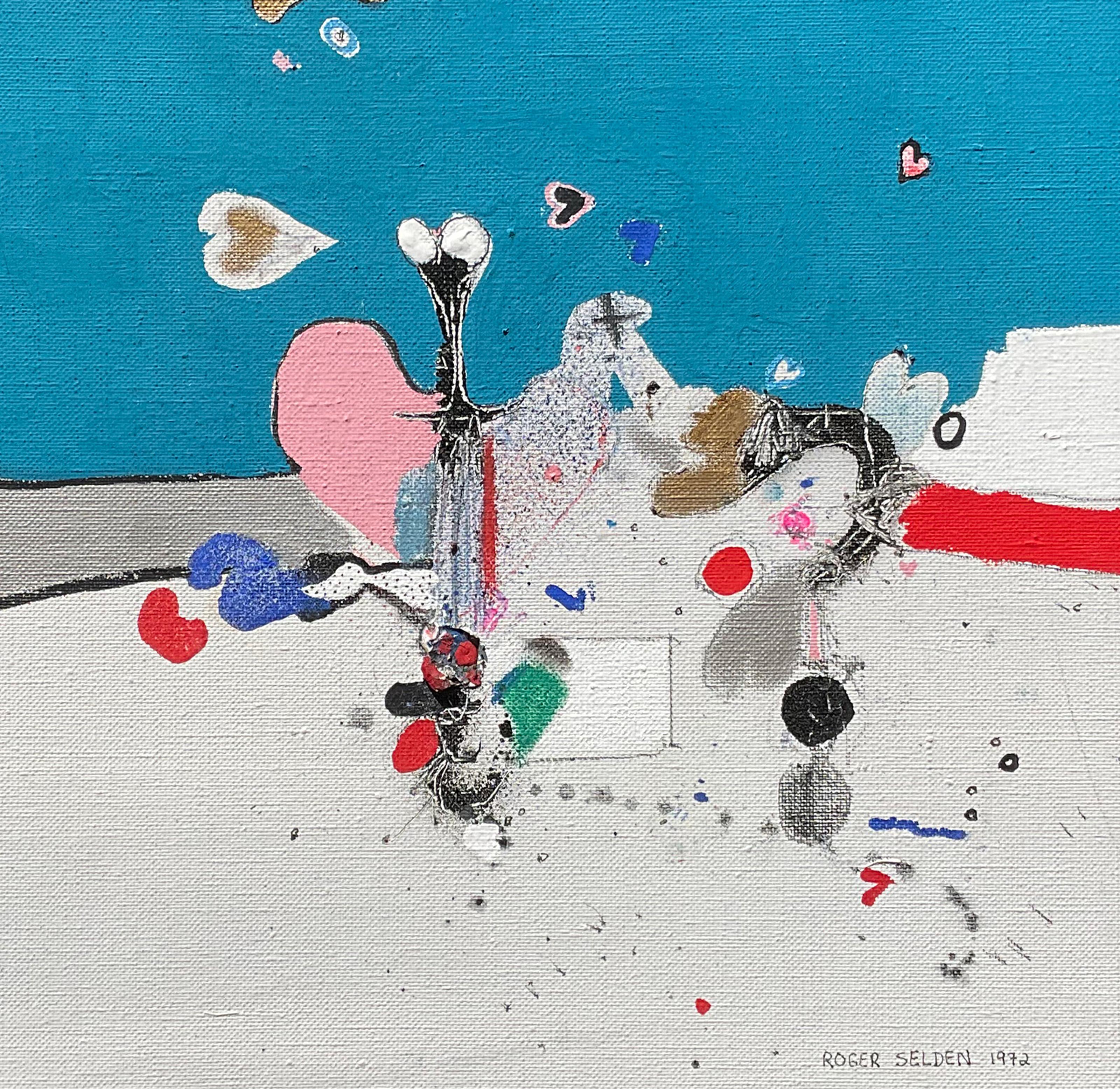 Hearts 11, Abstract Expressionist Mixed Media Painting by Roger Selden For Sale 3