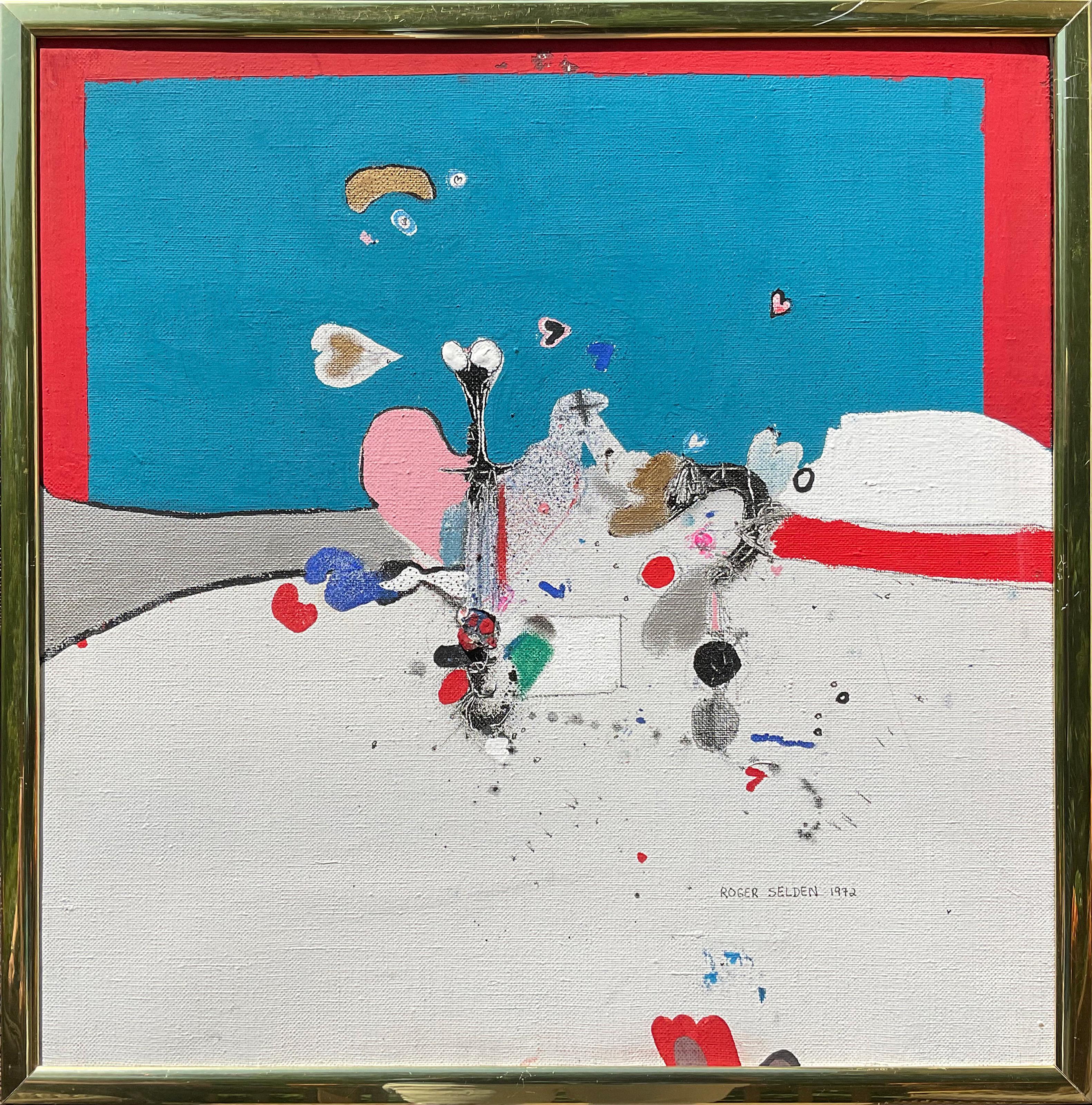 Roger Selden, American (1945 - ) - Hearts 11, Year:  1972, Medium:  Mixed Media, signed and dated, Size:  20 x 20 in. (50.8 x 50.8 cm), Frame Size:  22 x 22 inches