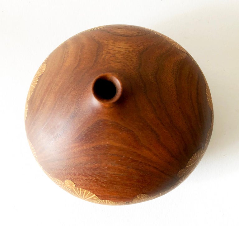 Roger Sloan Walnut Weed Pot Thin Edge Inlaid Vase For Sale ...