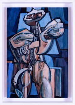 20th Century British abstract painting 'Gladiator' by Roger Smith, in blues
