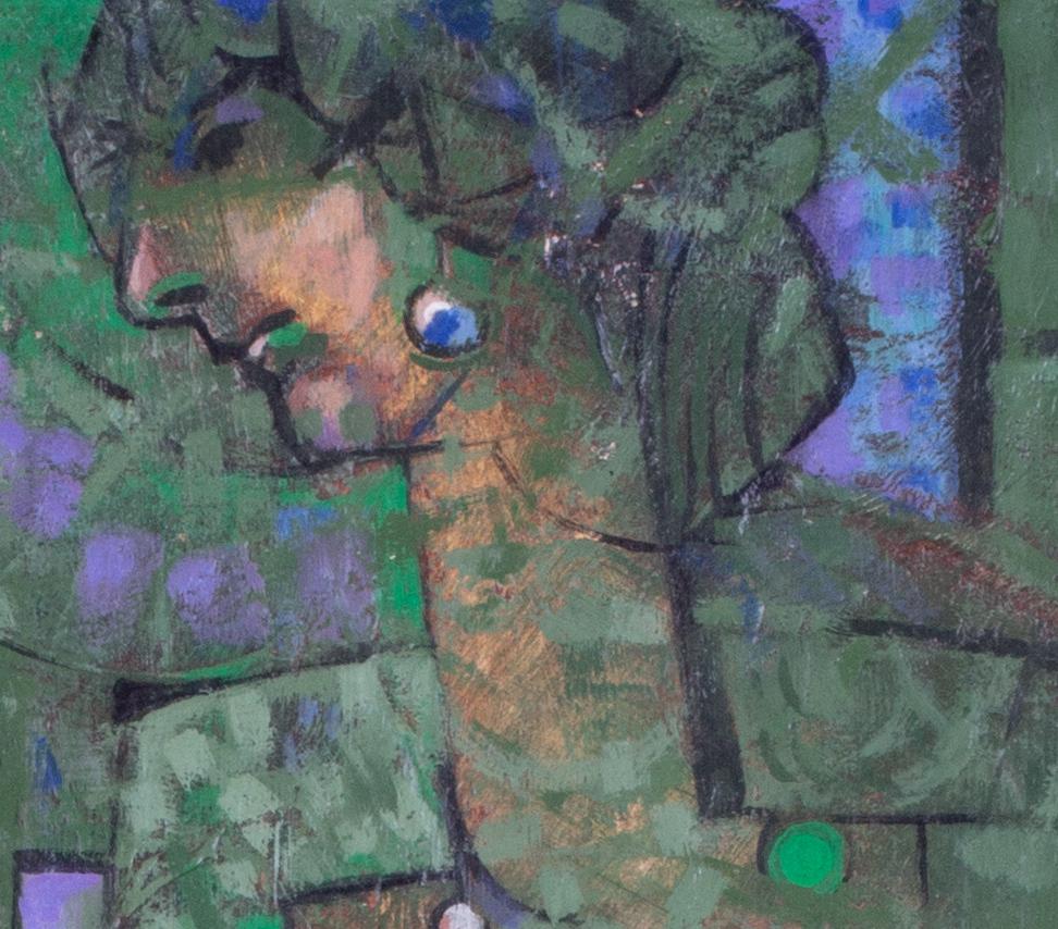 Britischer abstrahierter weiblicher Akt des 20. Jahrhunderts in Grün (Abstrakt), Painting, von Roger Smith