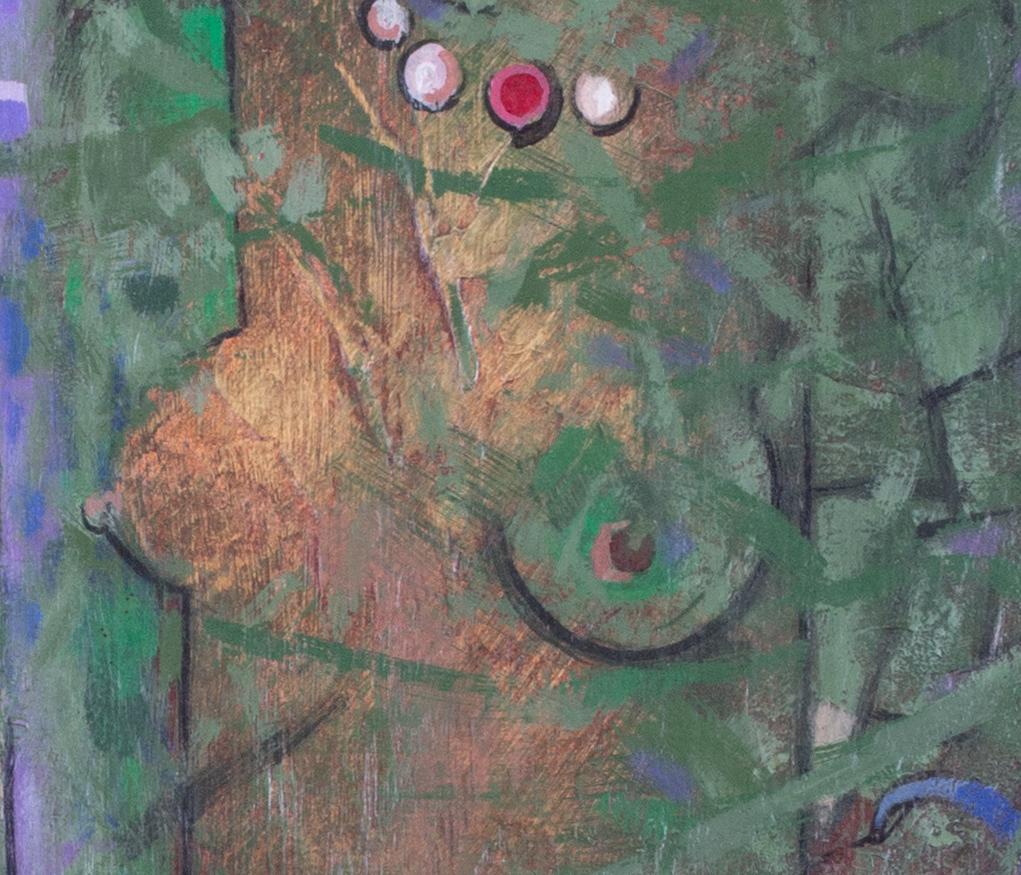 Britischer abstrahierter weiblicher Akt des 20. Jahrhunderts in Grün (Grau), Abstract Painting, von Roger Smith