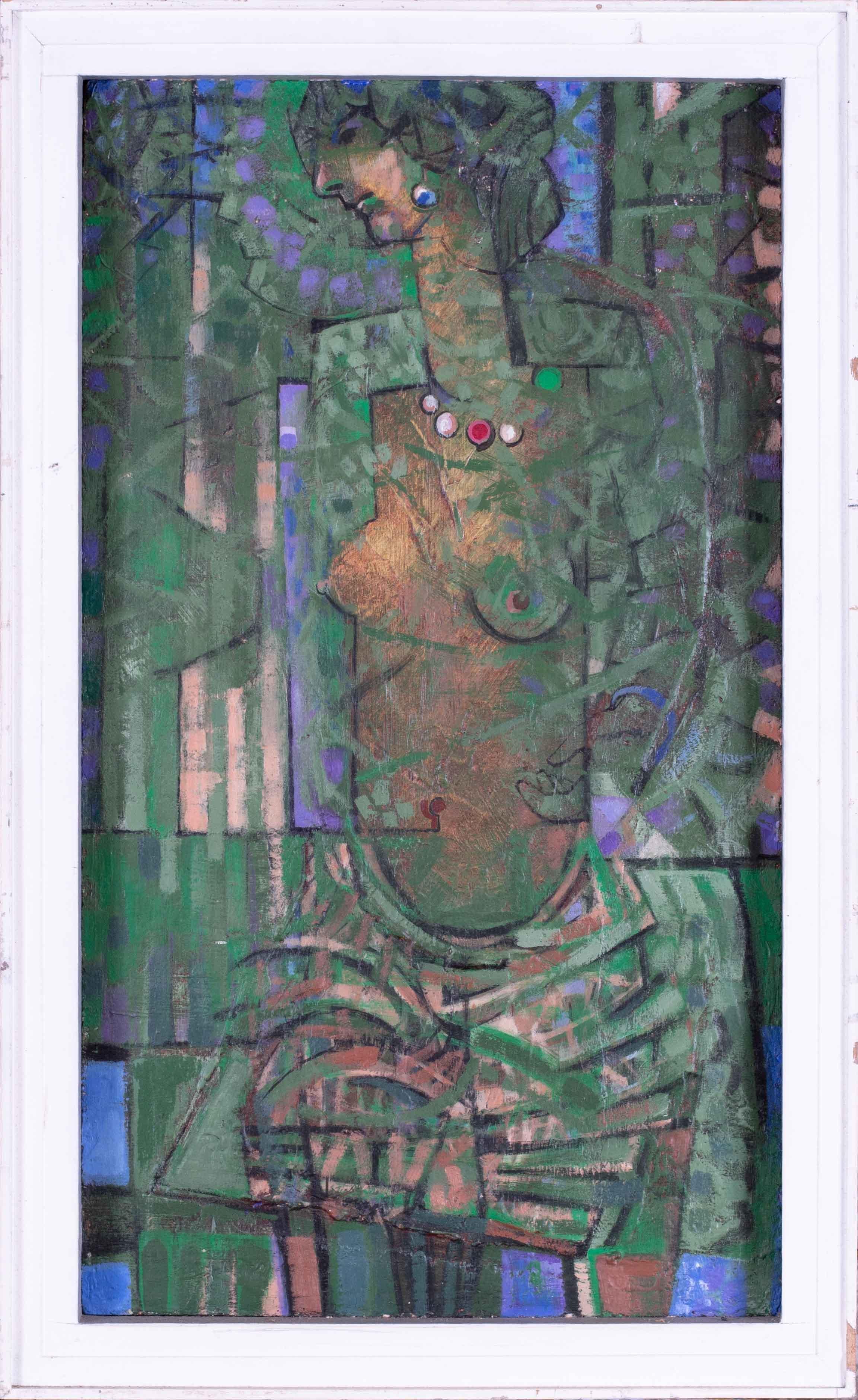 Roger Smith Abstract Painting - 20th Century British abstracted female nude in green