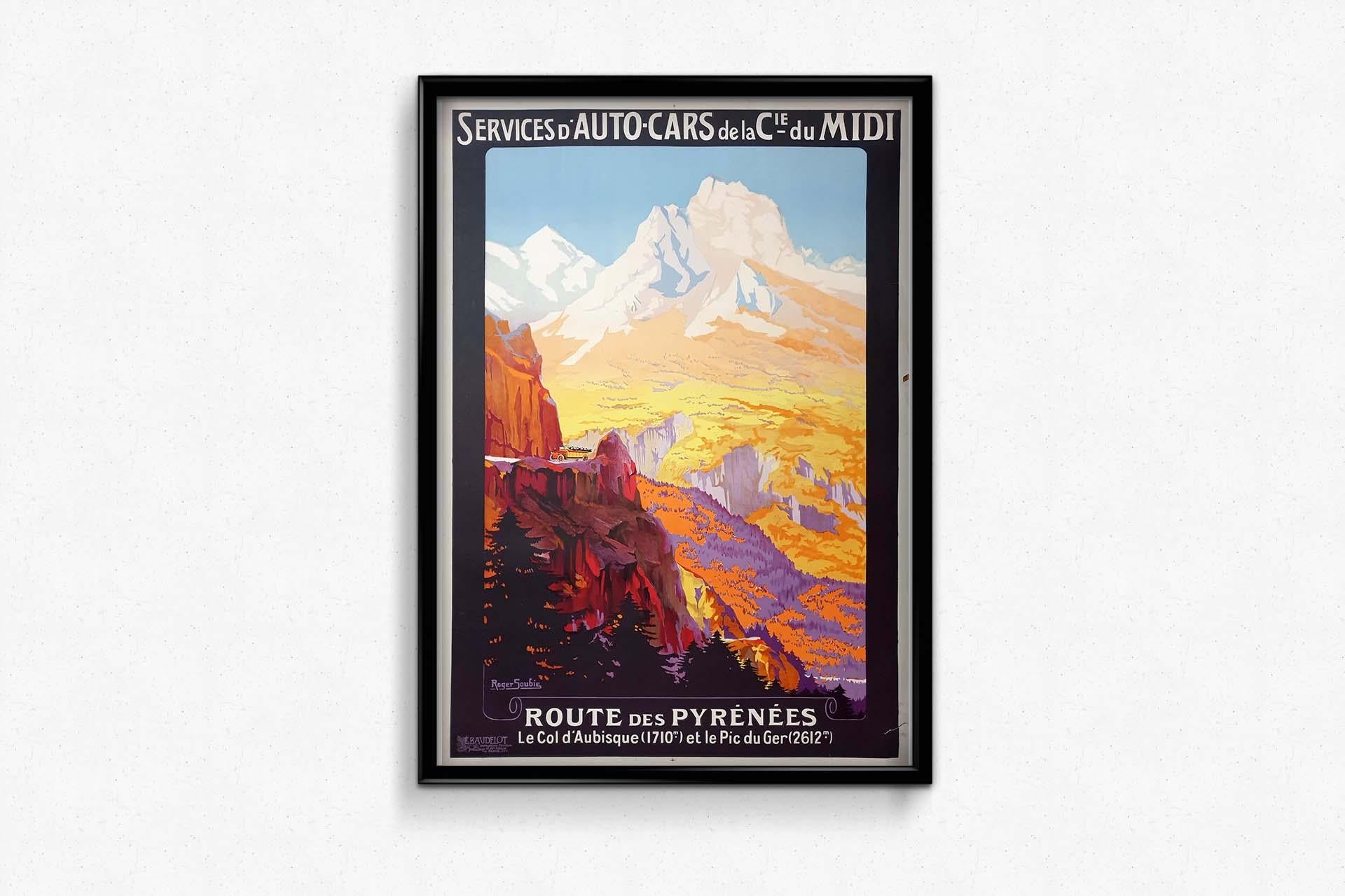 A Original poster made by Roger Soubie - The road to the Pyrénées Railway For Sale 3