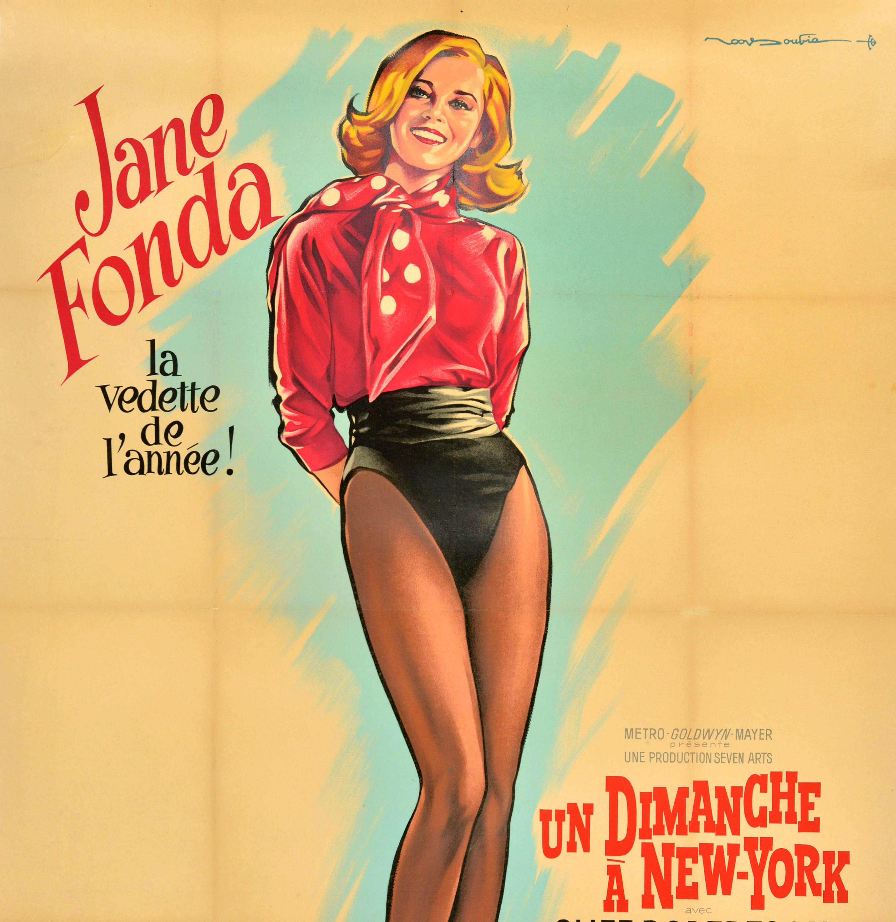 Poster originale d'epoca del film comico Domenica a New York Jane Fonda Roger Soubie in vendita 2
